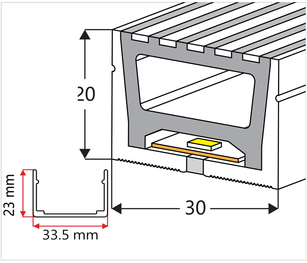 3020 top bend led neon light with line effect